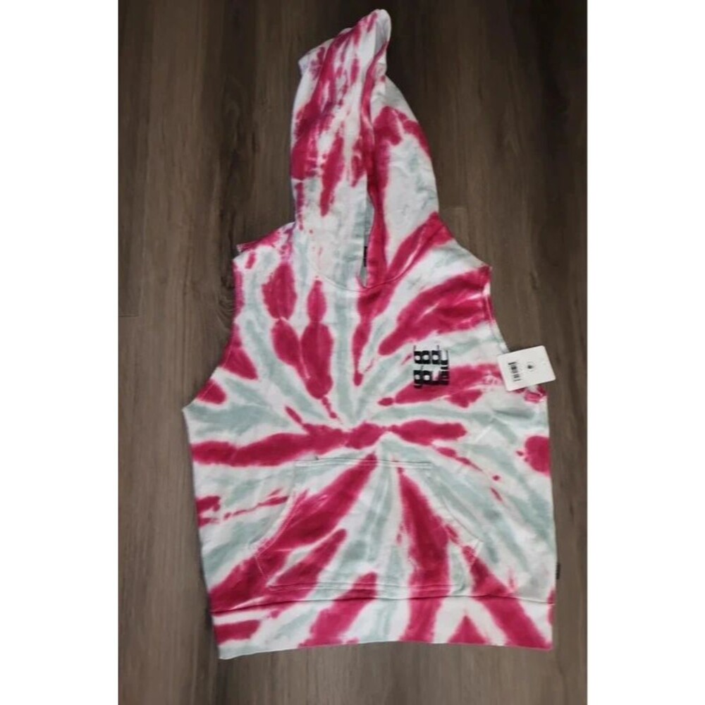 NWT Body Glove Talia Pink Teal Tie Dye Sleeveless Hoodie size Large